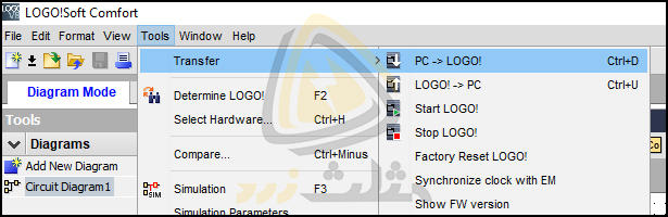 انتقال برنامه از PC به لوگو پس از اتصال لوگو به کامپیوتر