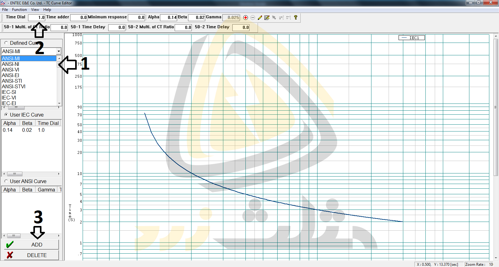وارد کردن یک منحنی استاندارد ثابت در نرم افزار TC Curve Editor 