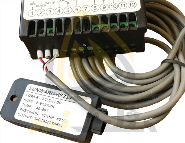 اتصال سنسور SUNWARD-HS2301 به کنترلر رطوبت یا رطوبت سنج سانوارد