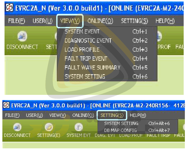 تنظیمات در نرم افزار EVRC2A-n