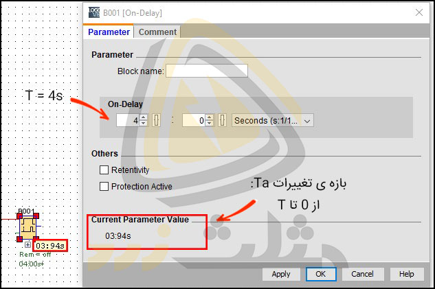 نمایش زمان Ta یا Current parameter value در پنجره مشخصات بلوک هنگام شبیه سازی برنامه