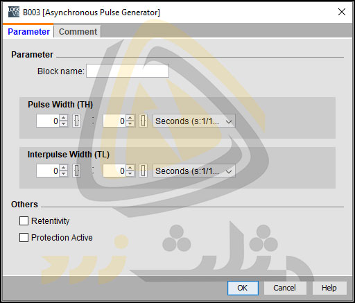 پنجره مشخصات تایمر نمودار زمانی مولد پالس غیر هم‌زمان یا Asynchronous Pulse Generator
