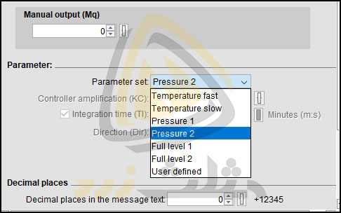 انتخاب گزینه Pressure 2 در بلوک PI لوگو