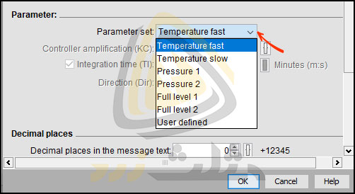 قسمت Parameter set در پنجره مشخصات بلوک کنترل کننده ی PI لوگو