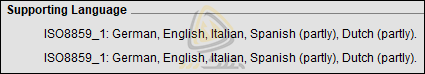 مجموعه کاراکتر ISO8859_1 از زبان‌های آلمانی، انگلیسی، ایتالیایی، بخشی از زبان اسپانیایی و هلندی