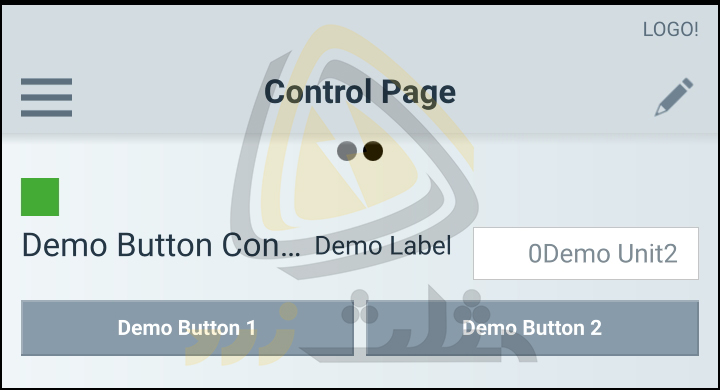 صفحه Control Page از قسمت Demo Button Control