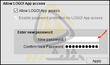 تنظیم و وارد کردن پسورد جدید از قسمت Enter new password برای دسترسی به اپلیکیشن لوگو