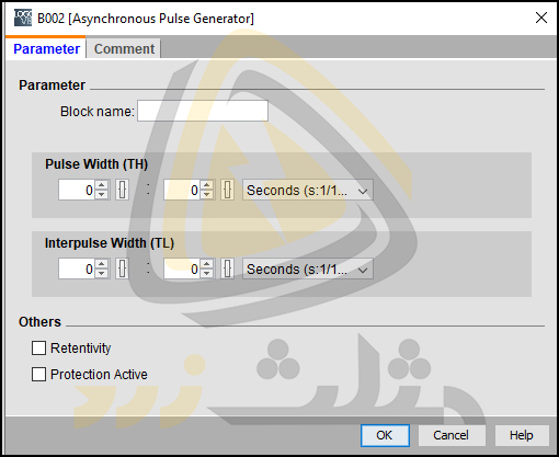 پنجره مشخصات asynchronous Pulse Generator