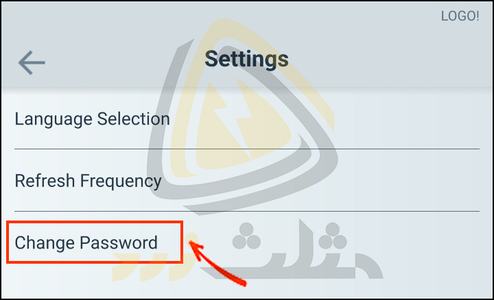 پنجره Settings گزینه Change Password
