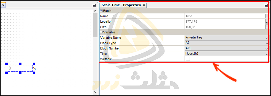 پنجره ی Scale Time – Properties