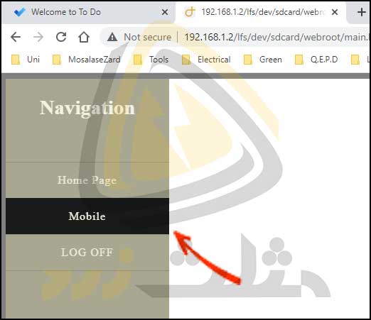 Navigation bar گزینه ی Mobile