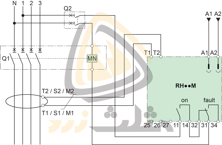 اتصال رله های سری RH**M به بوبین آندر ولتاژ